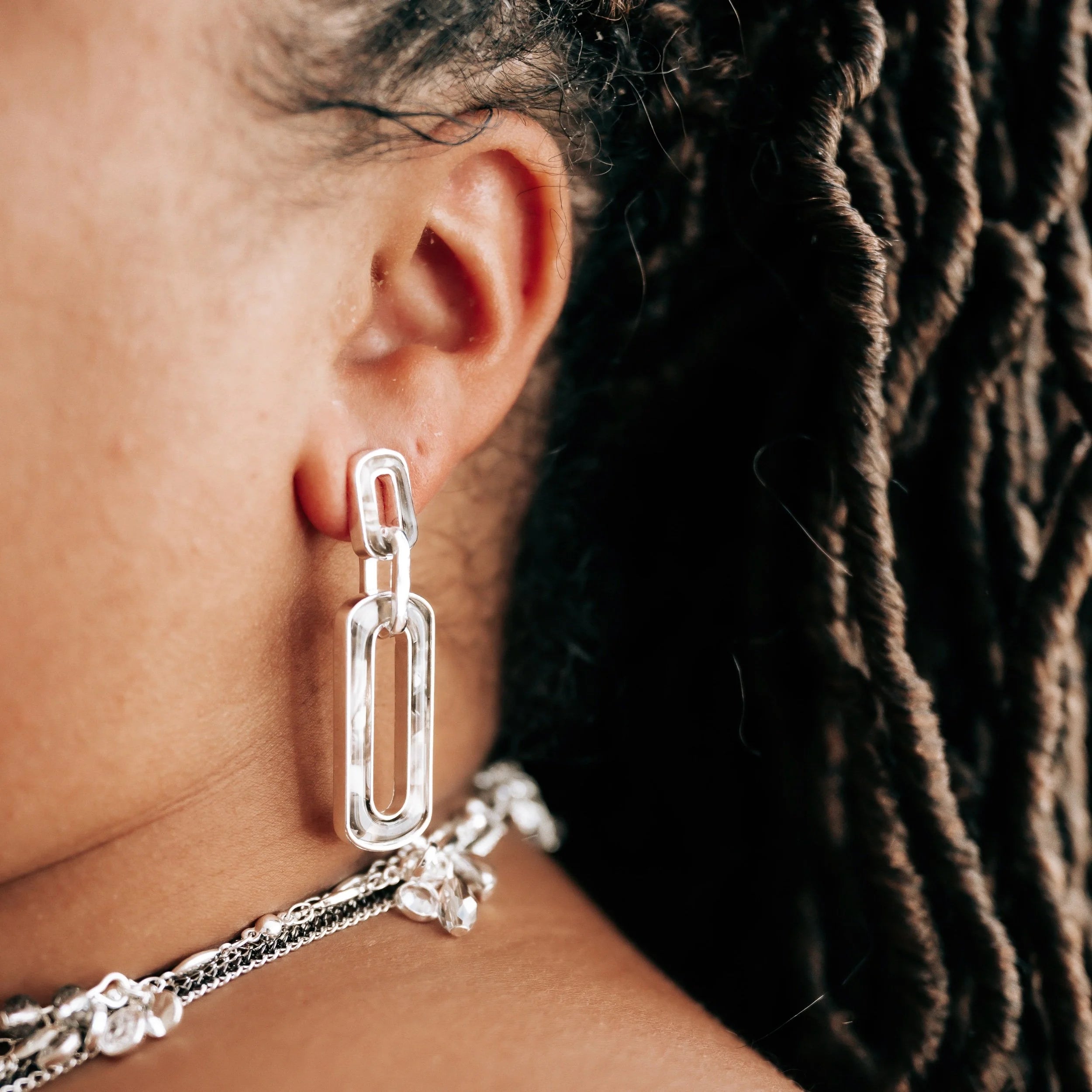 Sleek Shift Earrings (Silver)