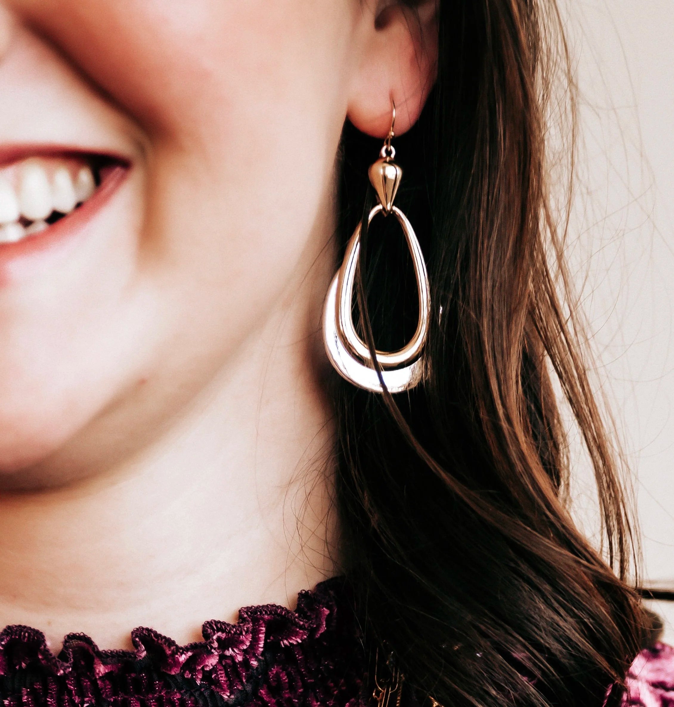 Metallic Edge Earrings (Shiny)