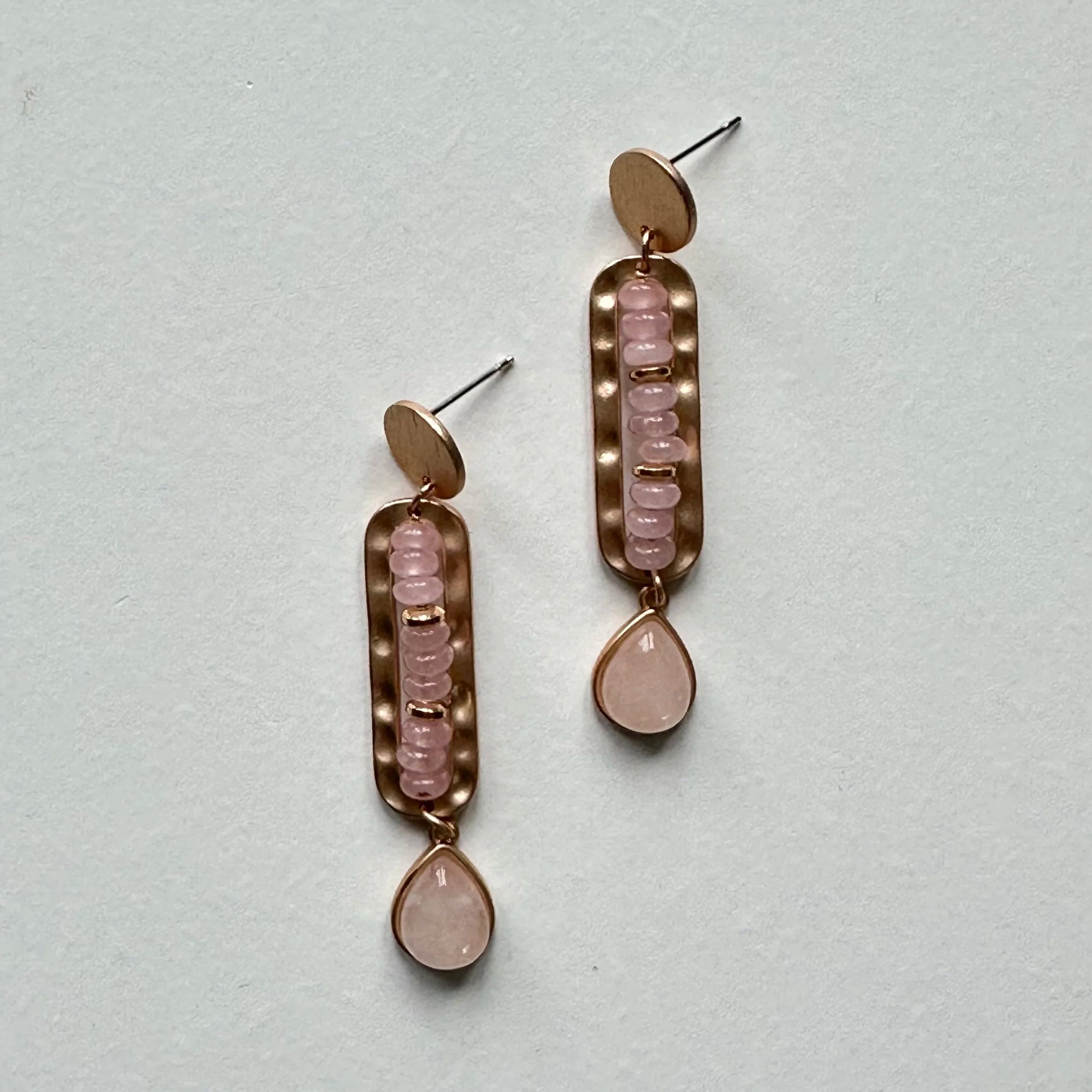 Walk the Line Earrings (Rose Quartz)